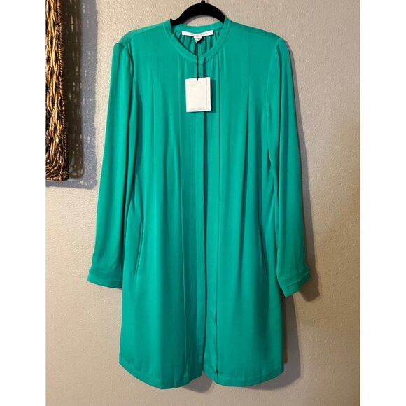 DVF Diane Von Furstenberg Atira Dress 8 Long Sleeve Silk Emerald Green NWT $475 - Picture 5 of 14